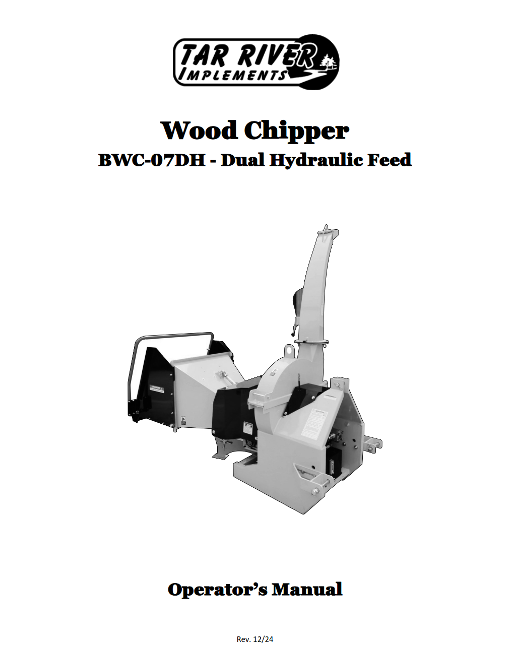 BWC-07DH Wood Chipper Dual Hydraulic Feed Manual