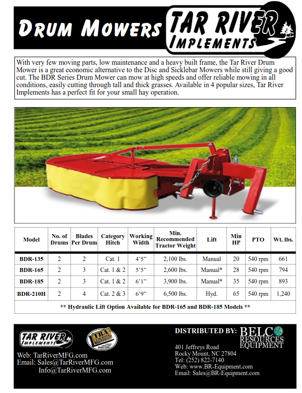 NEW DRUM MOWER LITERATURE