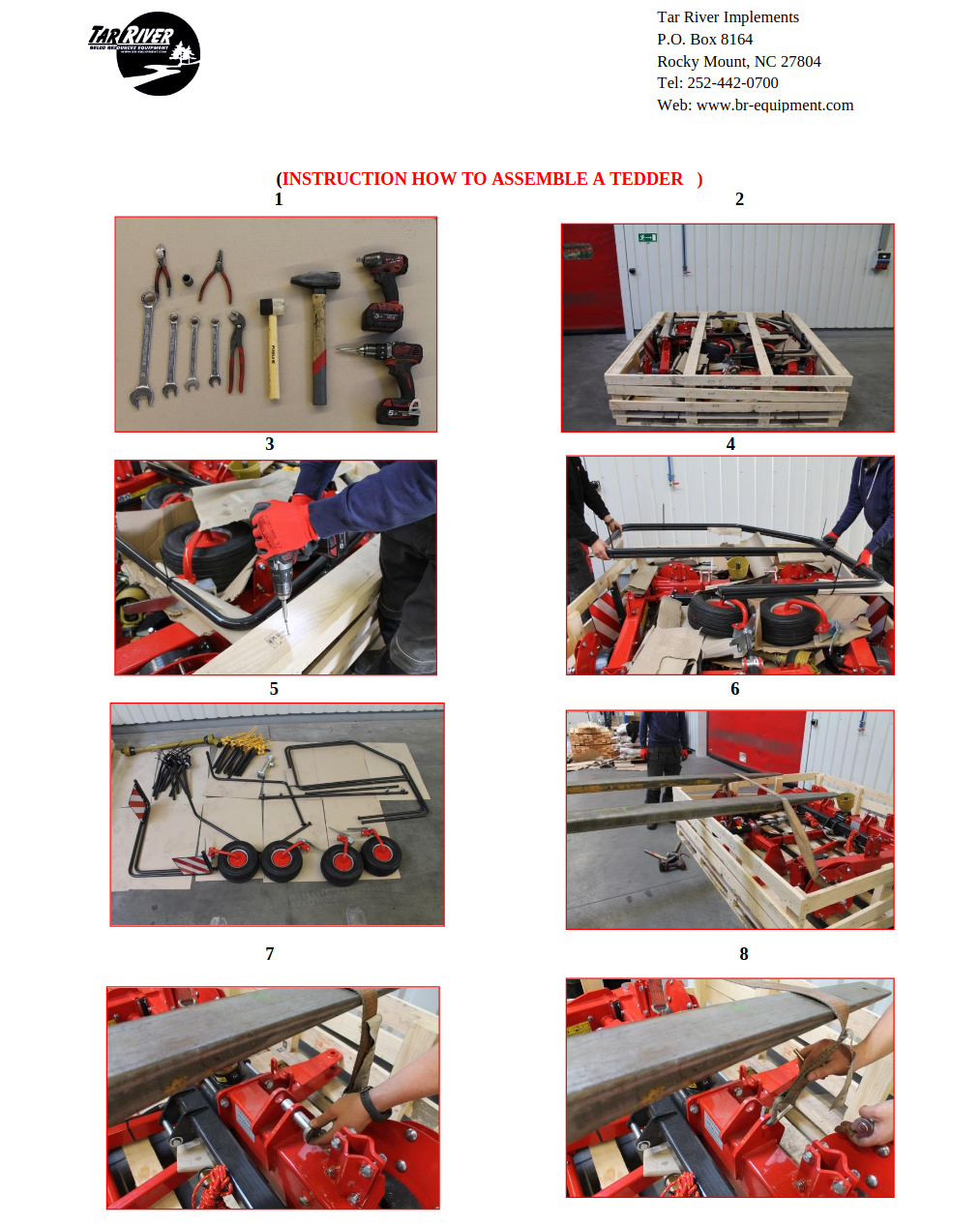 PRZ-5500 Hay Tedder Assembly Instructions